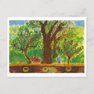 Tree with gifts and turtle postcard