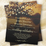 Tree with Lights Rustic BUDGET Wedding Invite<br><div class="desc">These simple wedding invitations are rustic charming and beautiful, while still being budget friendly and affordable. They feature a homey backyard design with a tree covered in strings of lights on a golden brown faux parchment background. The typography is simple yet elegant with accents of script calligraphy. Inexpensive low cost...</div>