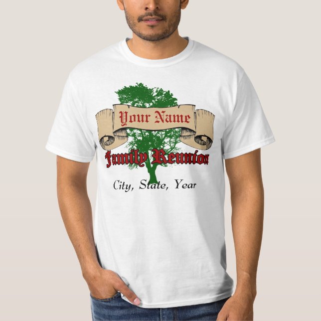 Tree with Parchment Scroll Family Reunion T-Shirts (Front)