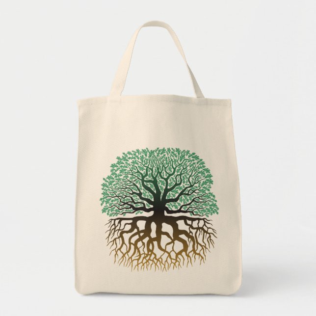 Tree with roots grocery tote bag (Front)