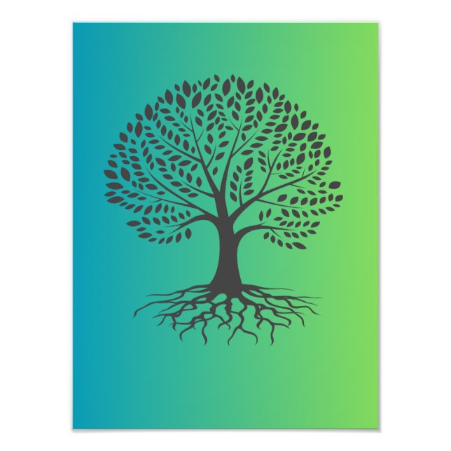 Tree with Roots on Green Background - Nature Art  Photo Print (Front)