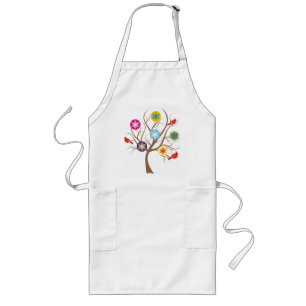 Tree with snowflakes and cardinals custom long apron