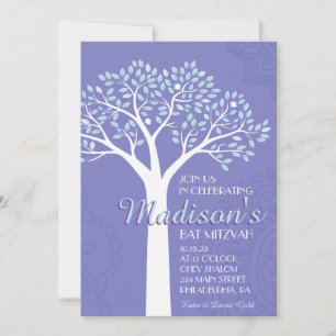 TREE WITH STARS Bat Mitzvah Invitation