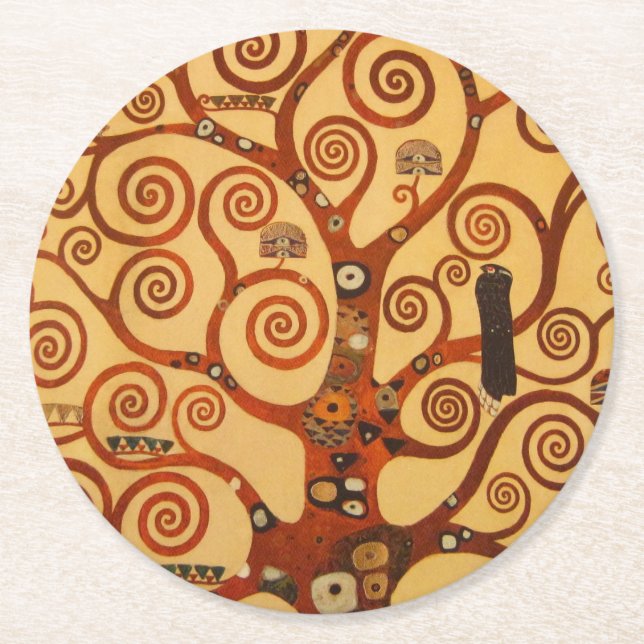 Tree with Swirling Branches Round Paper Coaster (Front)