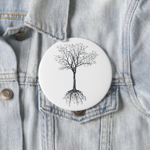 Tree without leaves 10 cm round badge