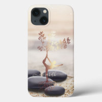 Tree Women Silhouette Zen Stones