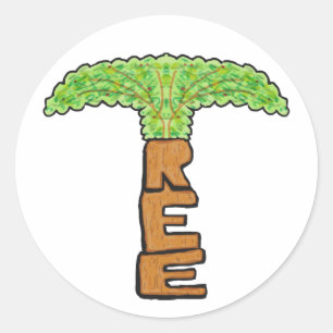 Tree Word Classic Round Sticker
