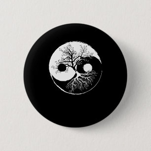 Tree Yin Yang Bonsai China Harmony Meditation Gift 6 Cm Round Badge