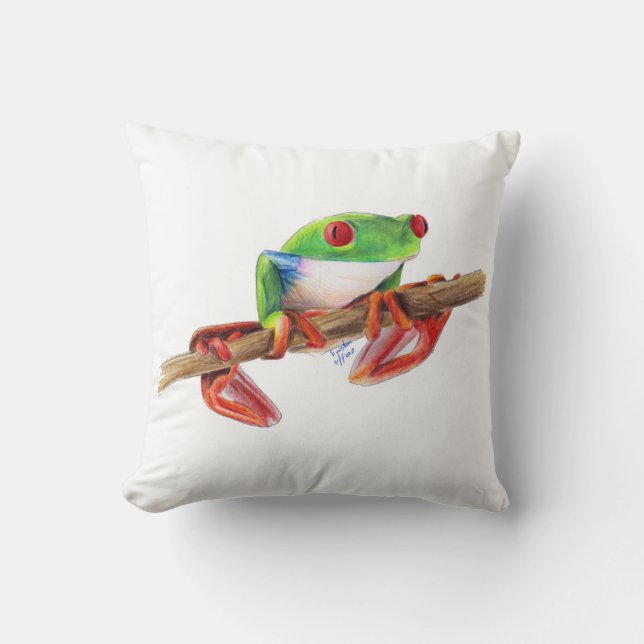 Treefrog tree frog cute animal illustration drawin cushion (Front)