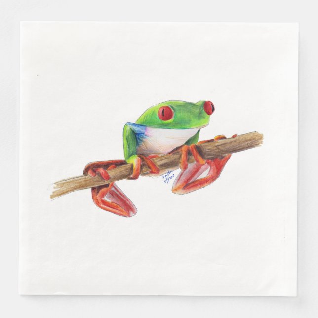 Treefrog tree frog cute animal illustration drawin napkin (Front)