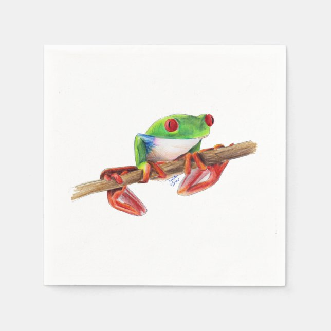 Treefrog tree frog cute animal illustration drawin napkin (Front)