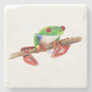 Treefrog tree frog cute animal illustration drawin stone coaster