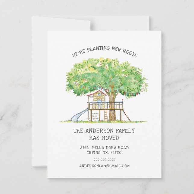 Treehouse Cute Family Moving Announcement (Front)