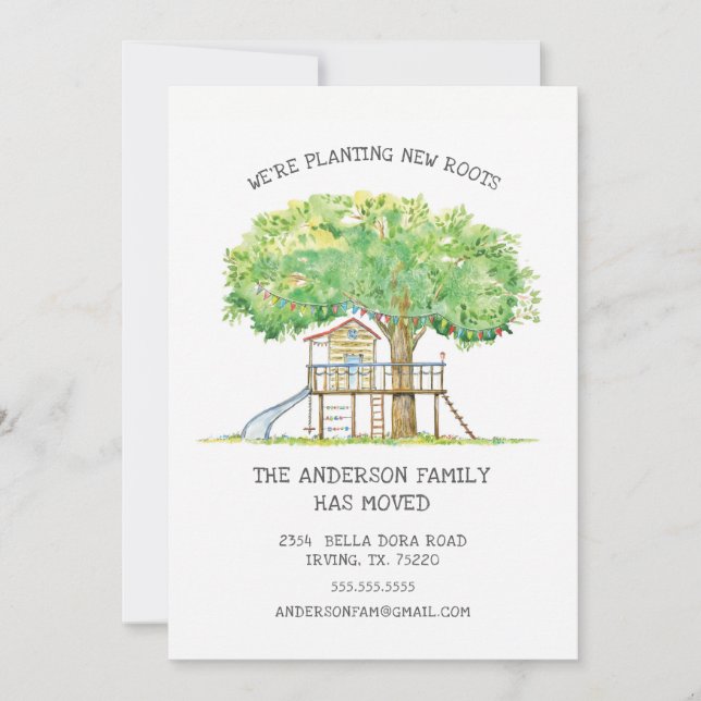 Treehouse Cute Family Moving Announcement (Front)