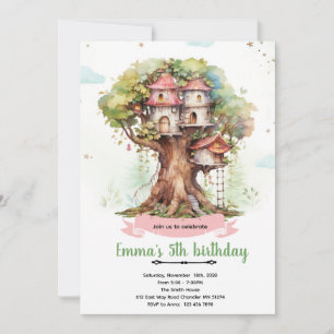 Treehouse girl party invitation