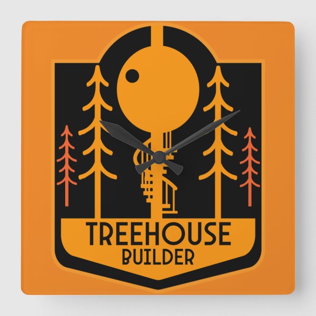 Treehouse Master Builder Square Wall Clock (Front)