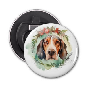 Treeing Walker Christmas Wreath Festive Pup  Bottle Opener