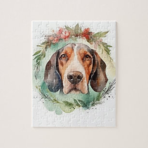 Treeing Walker Christmas Wreath Festive Pup  Jigsaw Puzzle