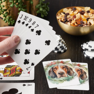 Treeing Walker Christmas Wreath Festive Pup Playing Cards