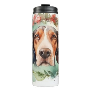 Treeing Walker Christmas Wreath Festive Pup  Thermal Tumbler