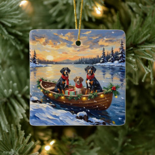 Treeing Walker Coonhound Christmas Boat Holiday Ceramic Ornament