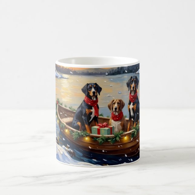 Treeing Walker Coonhound Christmas Boat Holiday Coffee Mug (Center)