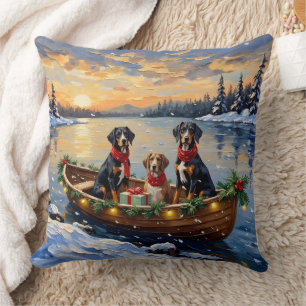 Treeing Walker Coonhound Christmas Boat Holiday Cushion
