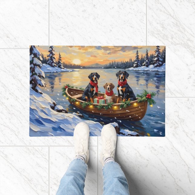Treeing Walker Coonhound Christmas Boat Holiday Doormat (Indoor)