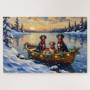 Treeing Walker Coonhound Christmas Boat Holiday Jigsaw Puzzle