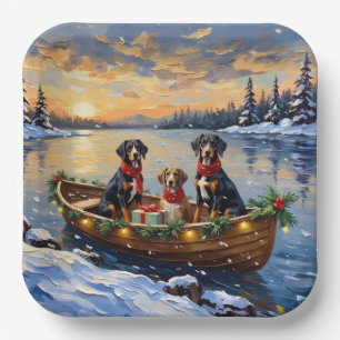 Treeing Walker Coonhound Christmas Boat Holiday Paper Plate