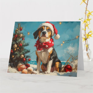Treeing Walker Coonhound Christmas Vintage Beach Card