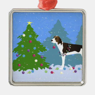 Treeing Walker Coonhound Decorating Christmas Tree Metal Ornament