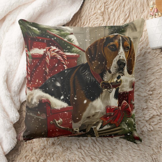 Treeing Walker Coonhound Dog Christmas Festive Cushion (Blanket)
