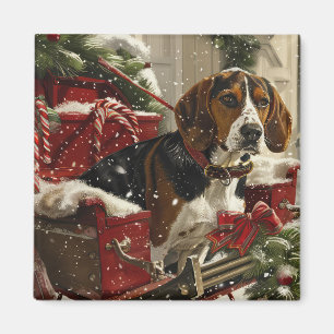 Treeing Walker Coonhound Dog Christmas Festive Magnet