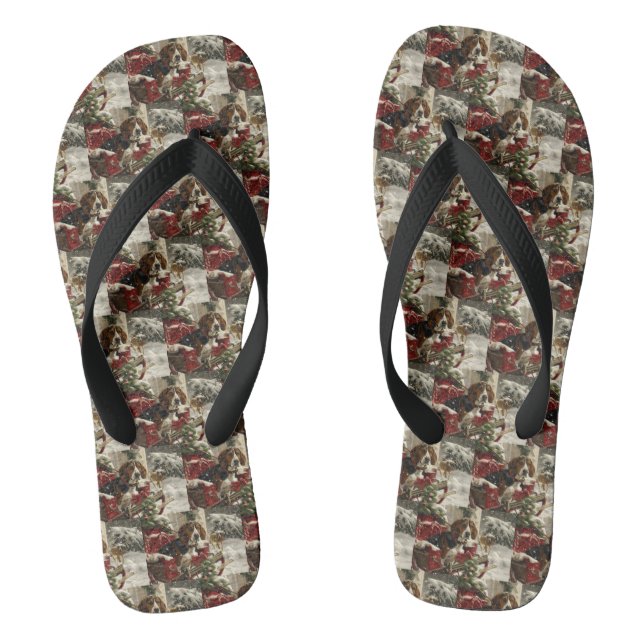 Treeing Walker Coonhound Dog Christmas Festive Thongs (Footbed)