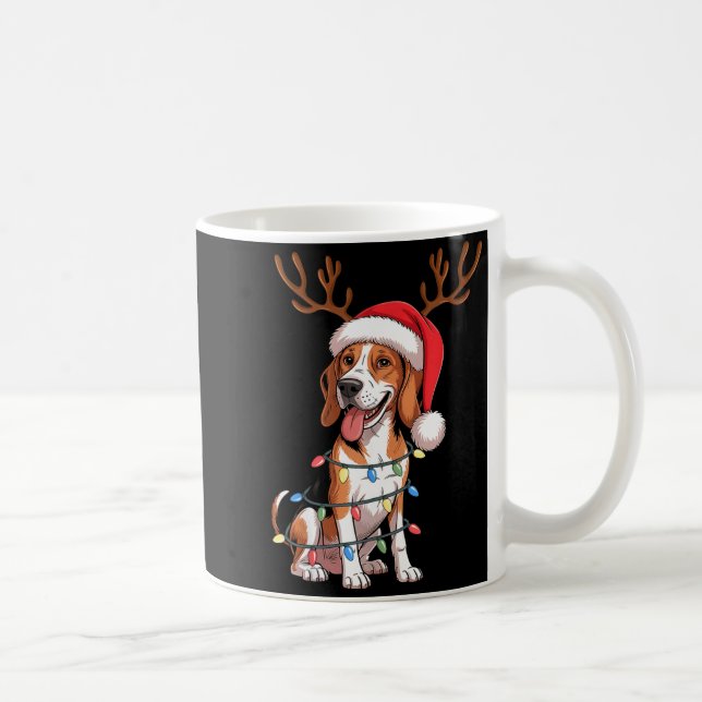 Treeing Walker Coonhound Dog Christmas Lights Sant Coffee Mug (Right)