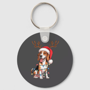 Treeing Walker Coonhound Dog Christmas Lights Sant Key Ring