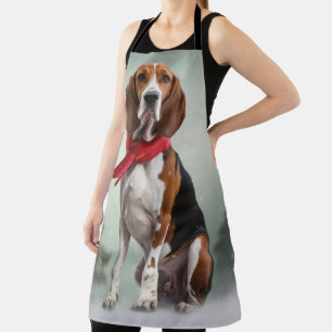 Treeing Walker Coonhound Dog in Snow Christmas Apron