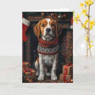 Treeing Walker Coonhound Dog With Christmas Gifts Card