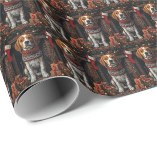 Treeing Walker Coonhound Dog With Christmas Gifts  Wrapping Paper