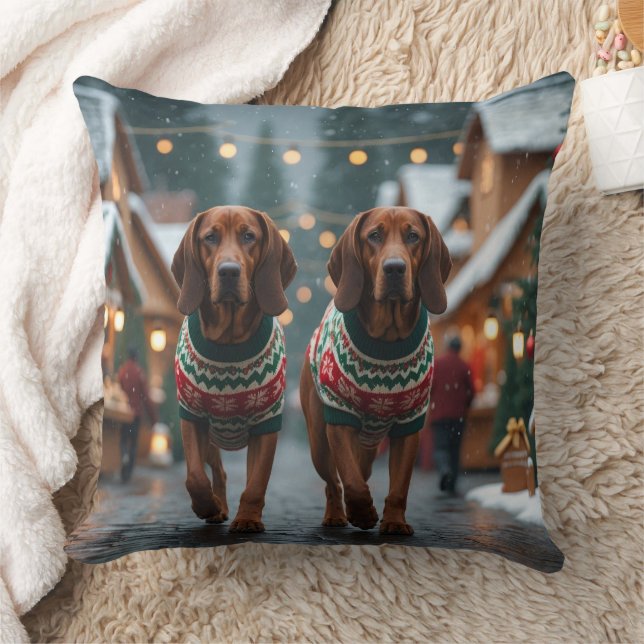Treeing Walker Coonhound Dogs Christmas Snow  Cushion (Blanket)