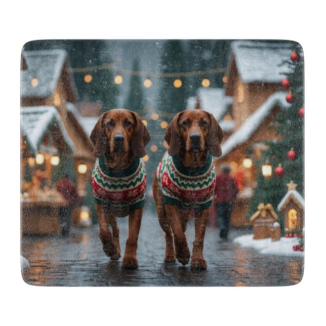 Treeing Walker Coonhound Dogs Christmas Snow  Cutting Board (Front)