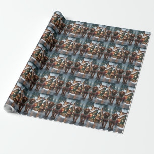 Treeing Walker Coonhound Dogs Christmas Snow Wrapping Paper