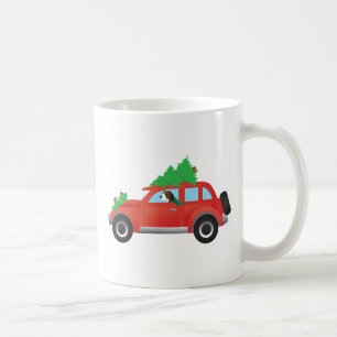 Treeing Walker Coonhound Driving a Christmas Car Coffee Mug