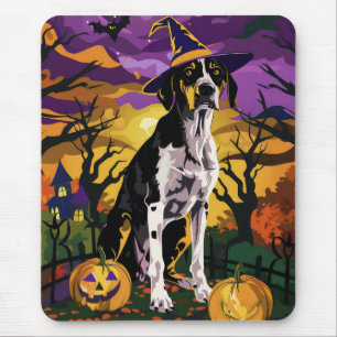 Treeing Walker Coonhound Halloween Witch Pumpkin Mouse Pad