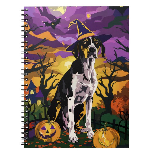 Treeing Walker Coonhound Halloween Witch Pumpkin Notebook (Front)
