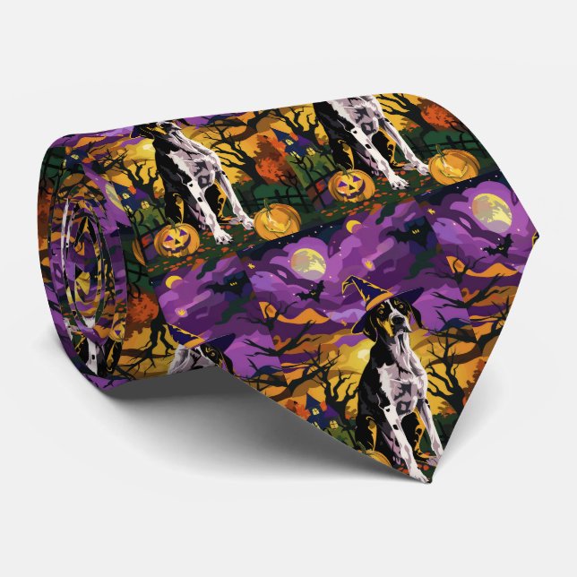 Treeing Walker Coonhound Halloween Witch Pumpkin Tie (Rolled)