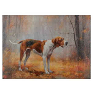 Treeing Walker Coonhound in Autumn Leaves Fall Cutting Board