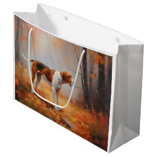 Treeing Walker Coonhound in Autumn Leaves Fall Large Gift Bag
