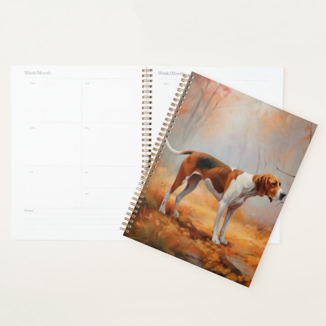 Treeing Walker Coonhound in Autumn Leaves Fall  Planner (Display)